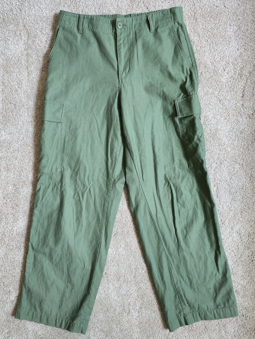 Uniqlo Women’s Cargo Pants M Green Military Utility Cotton Workwear Y2K